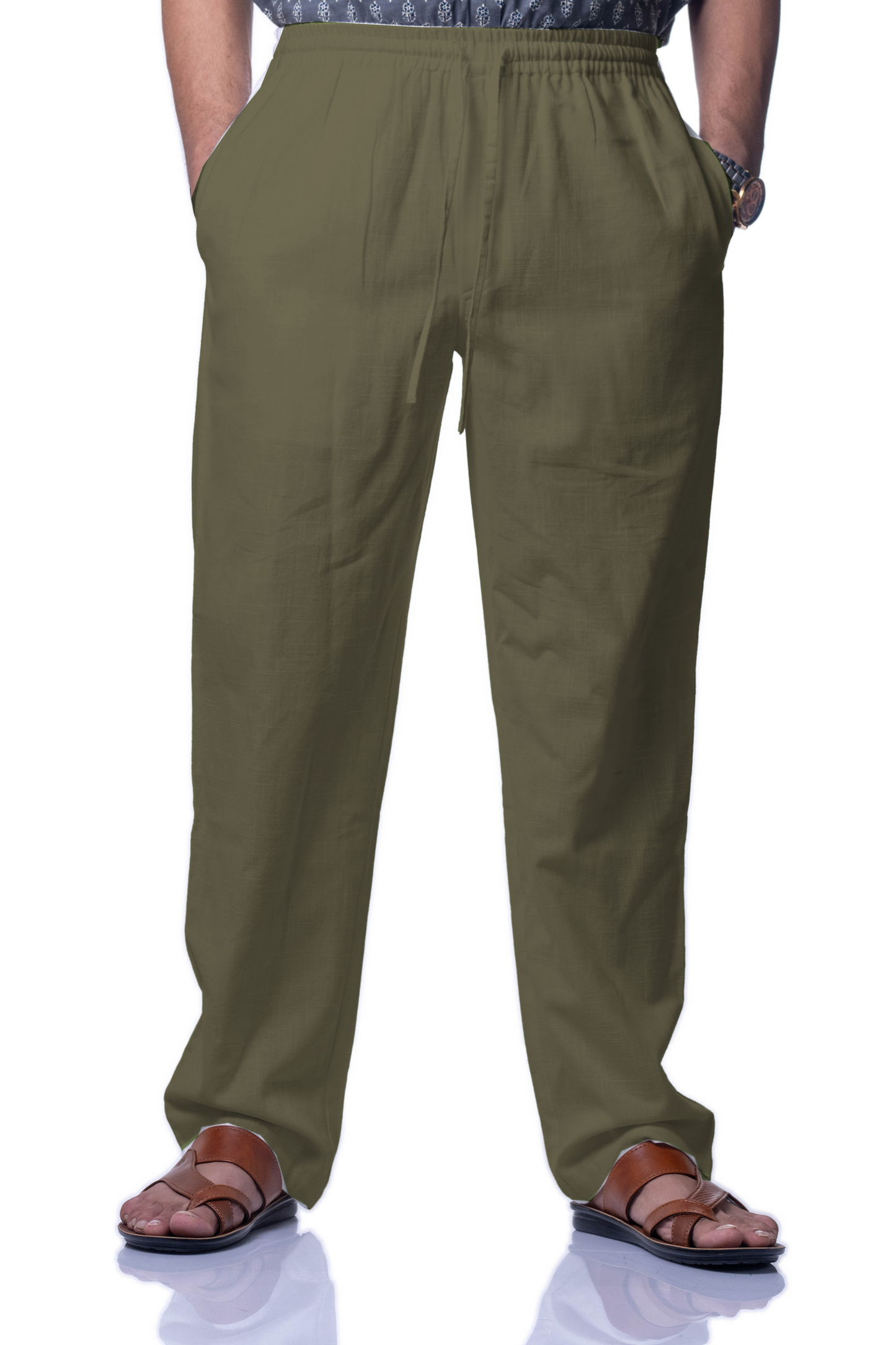 Men's Olive Khadi Cotton Pants