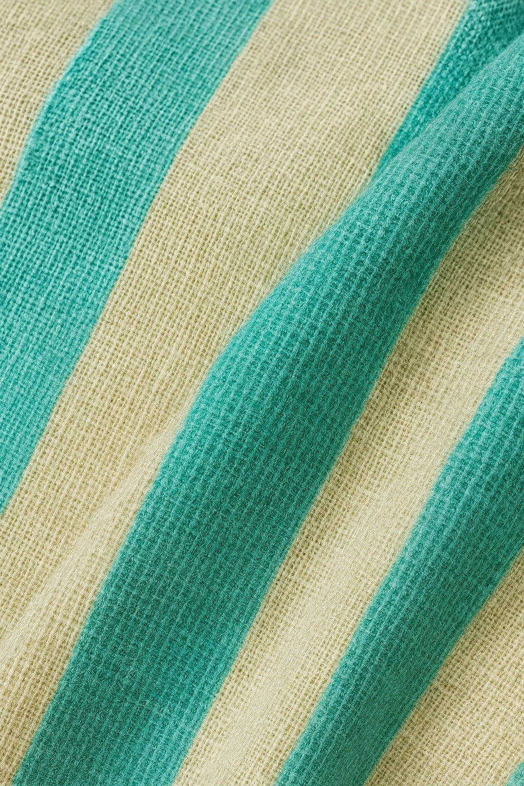 Aqua Green & Beige Striped Muslin Kurta Set with Embroidery