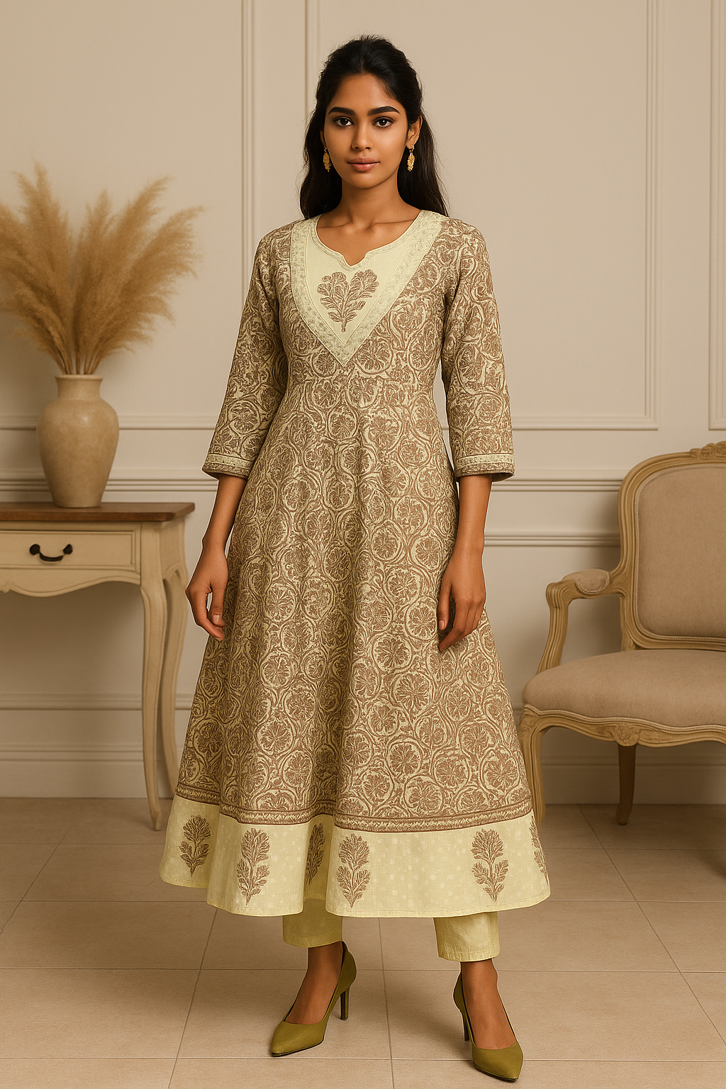 Elegant Floral Printed Kurti Set | 100% Cotton Ethnic Wear for Women