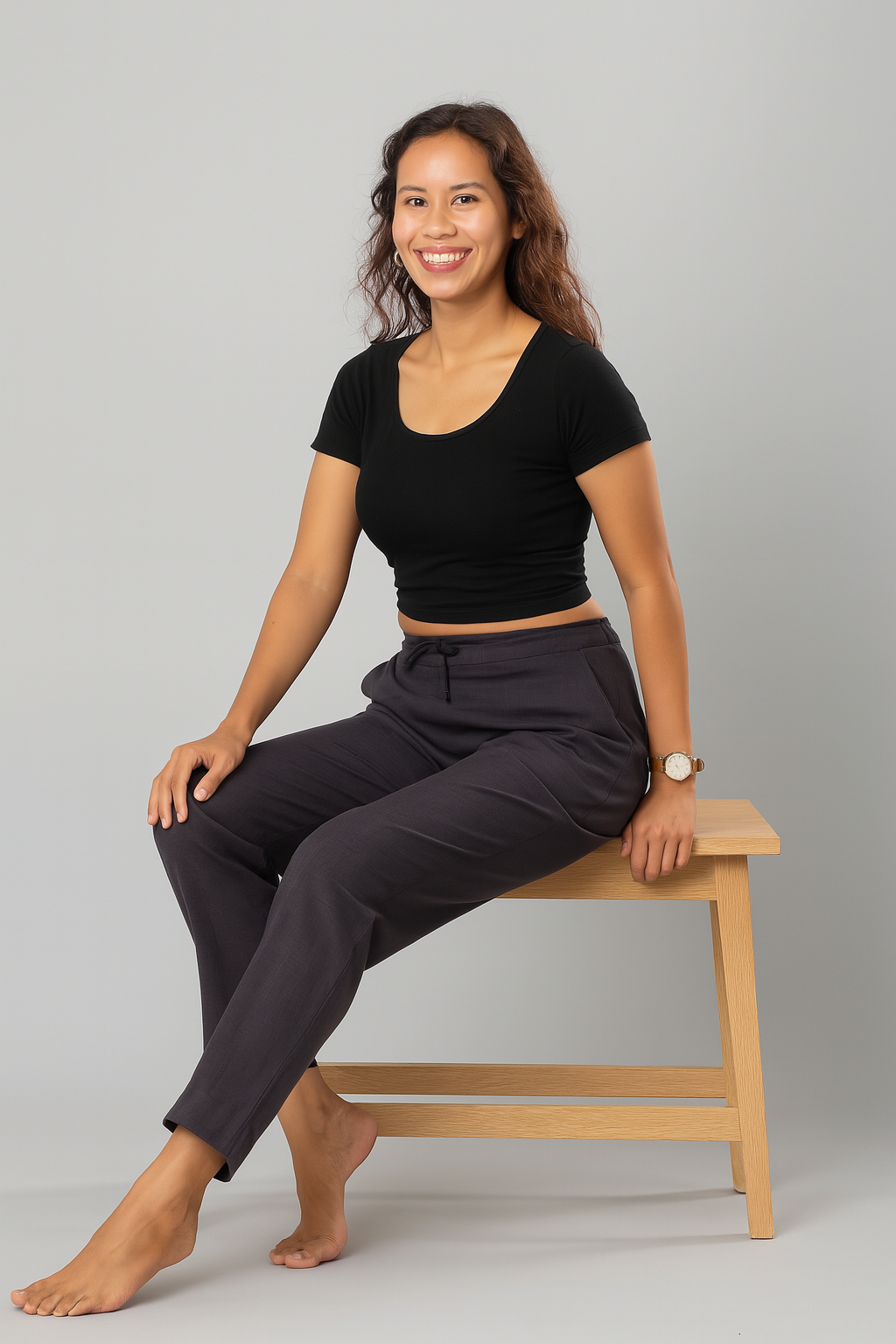 Women Khadi Grey Pant