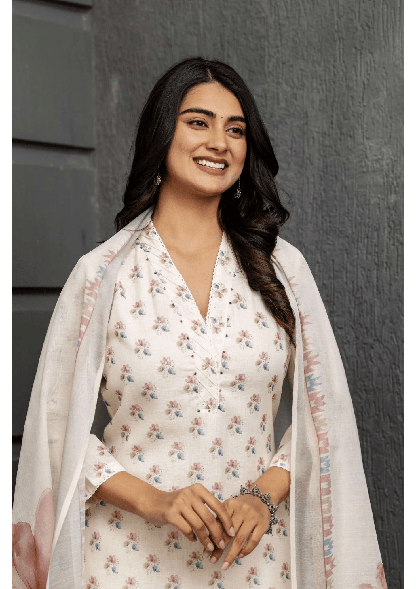 Linen Blossom Kurti Pant Dupatta Set | Natural Fab | Premium Linen Ethnic Wear for Women
