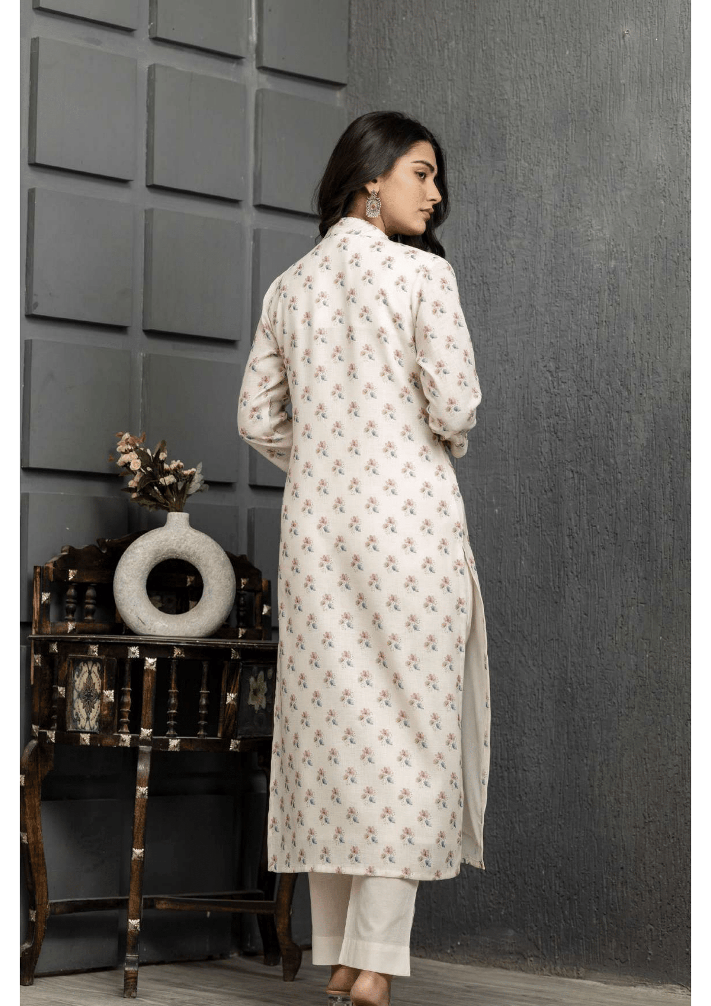 Linen Blossom Kurti Pant Dupatta Set | Natural Fab | Premium Linen Ethnic Wear for Women