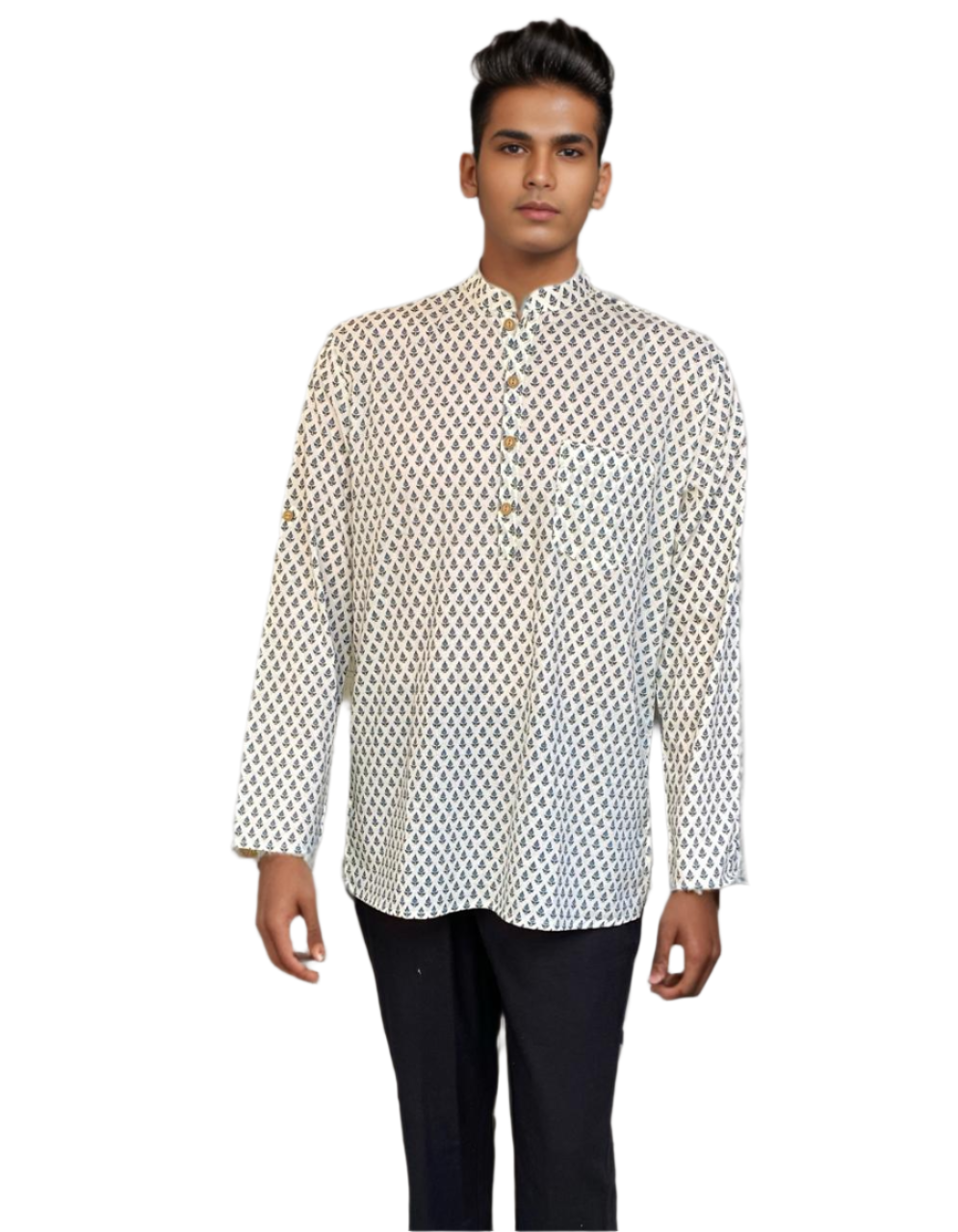 Elegant Handblock Printed Cotton Kurta for Men