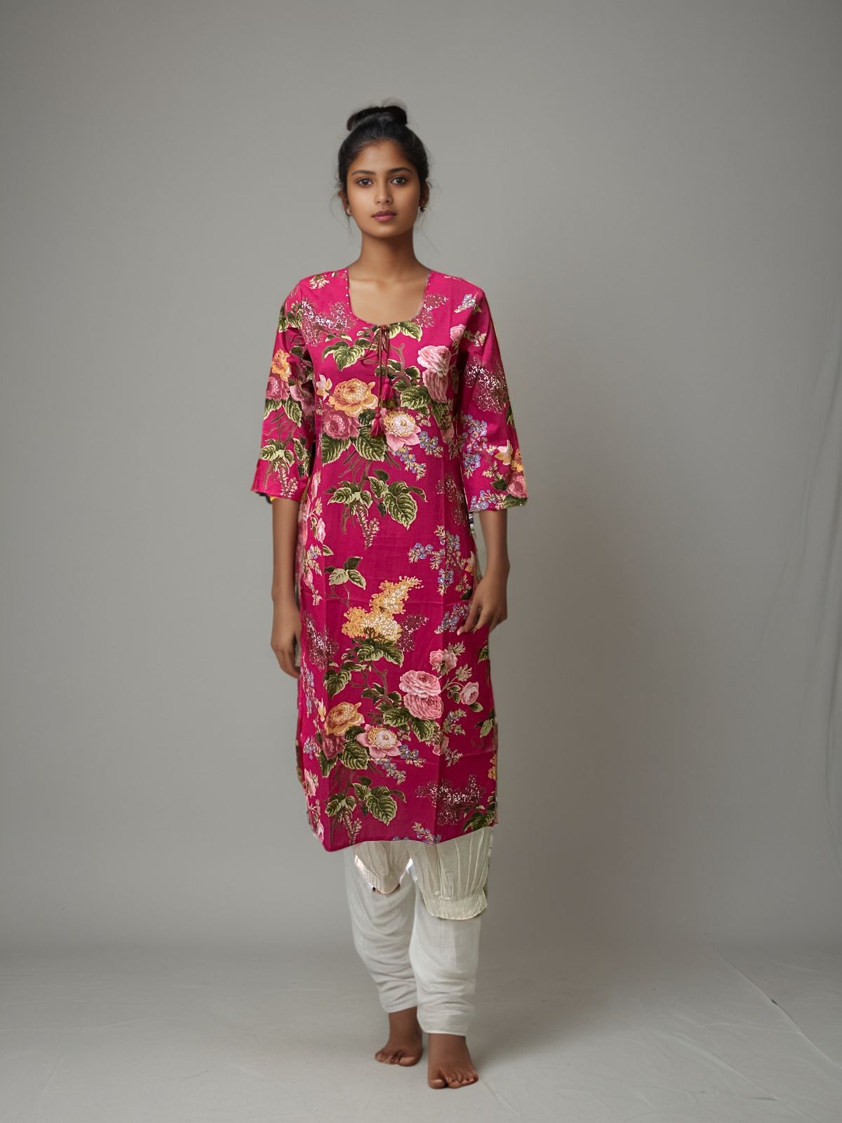 Floral Hand-Block Printed Cotton Kurti