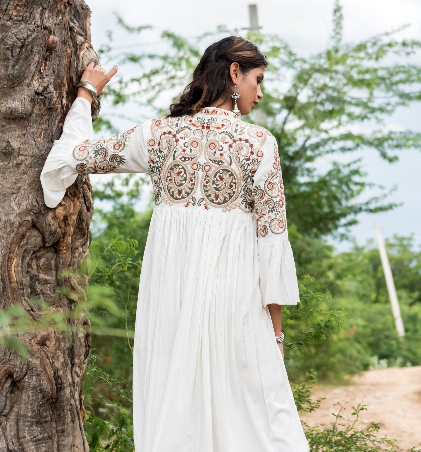 Ethnic Embroidered Flared Dress for Women
