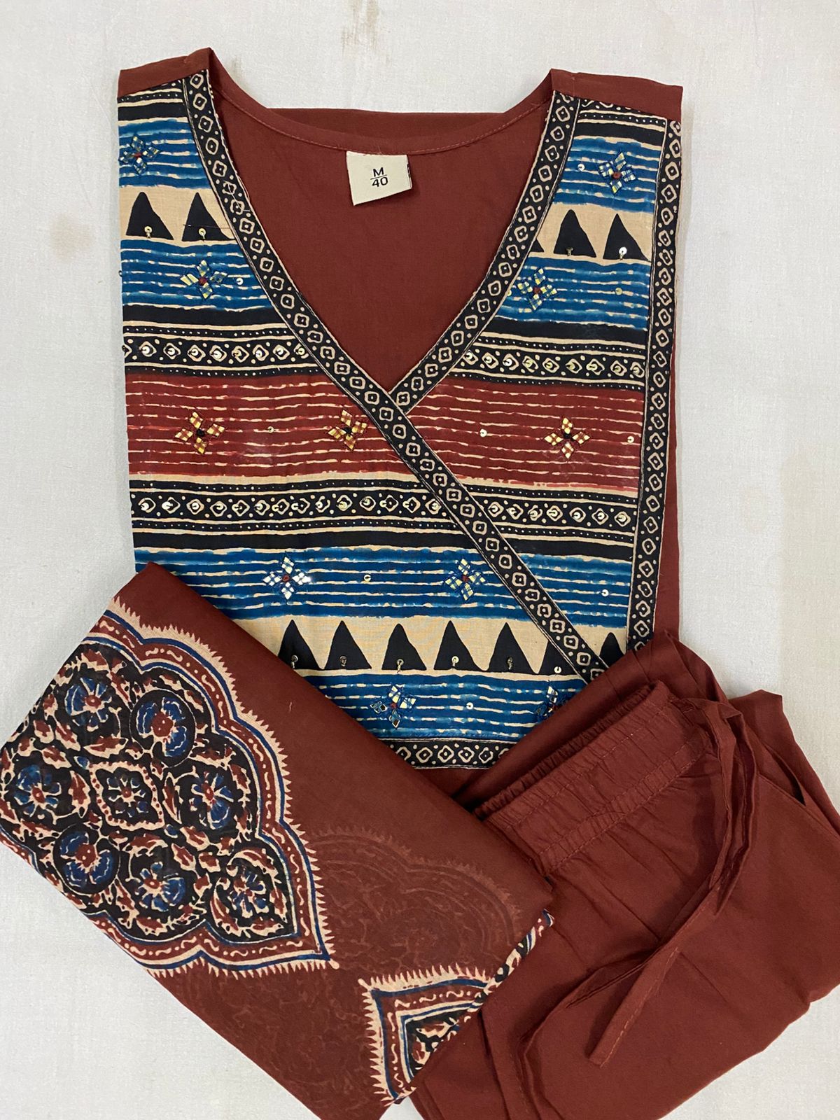 Rust Elegance: Handcrafted Ethnic Suit Set