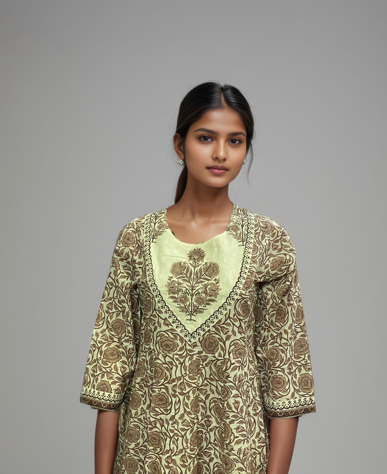 Elegant Floral Printed Kurti Set | 100% Cotton Ethnic Wear for Women