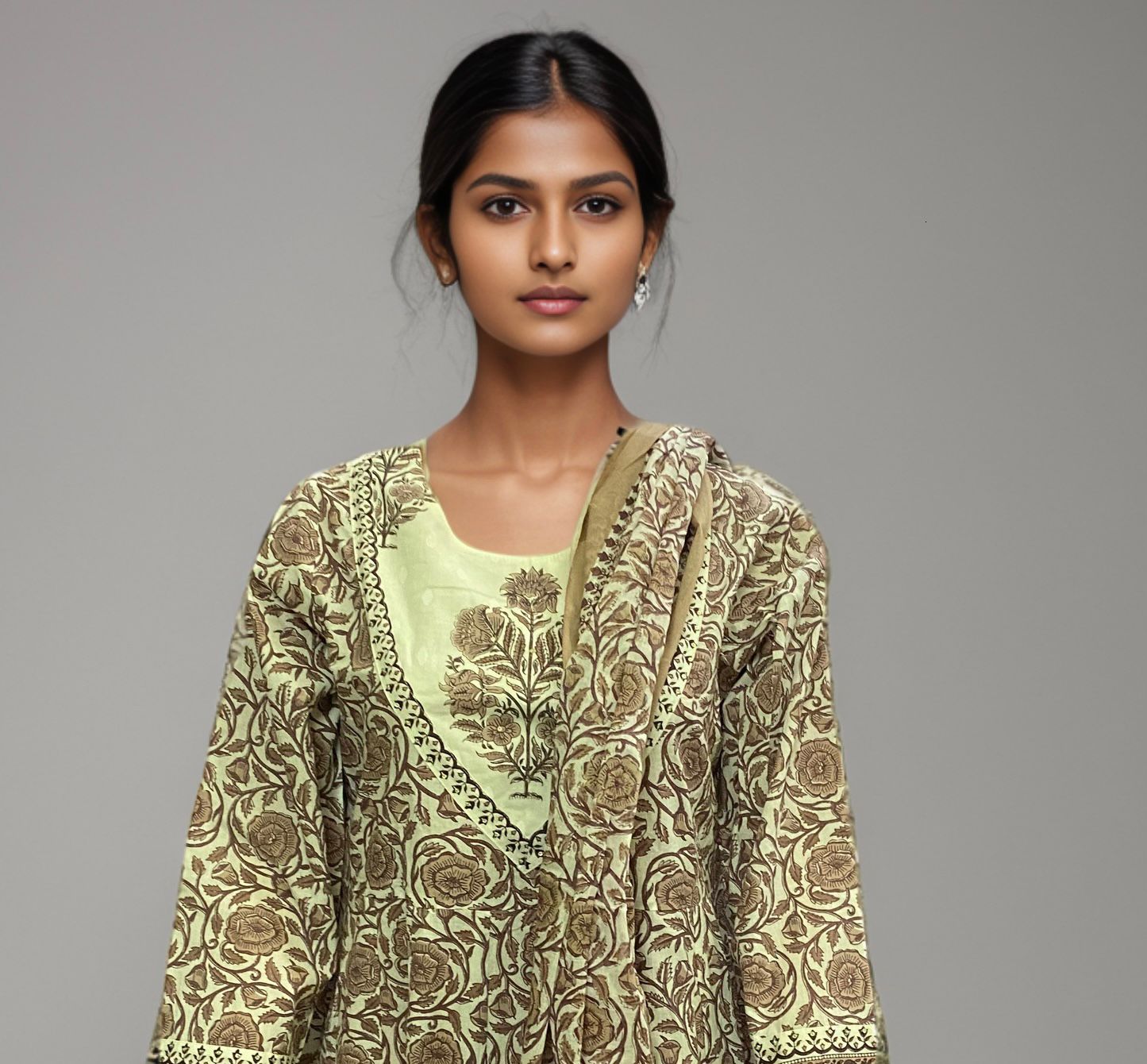 Elegant Floral Printed Kurti Set | 100% Cotton Ethnic Wear for Women
