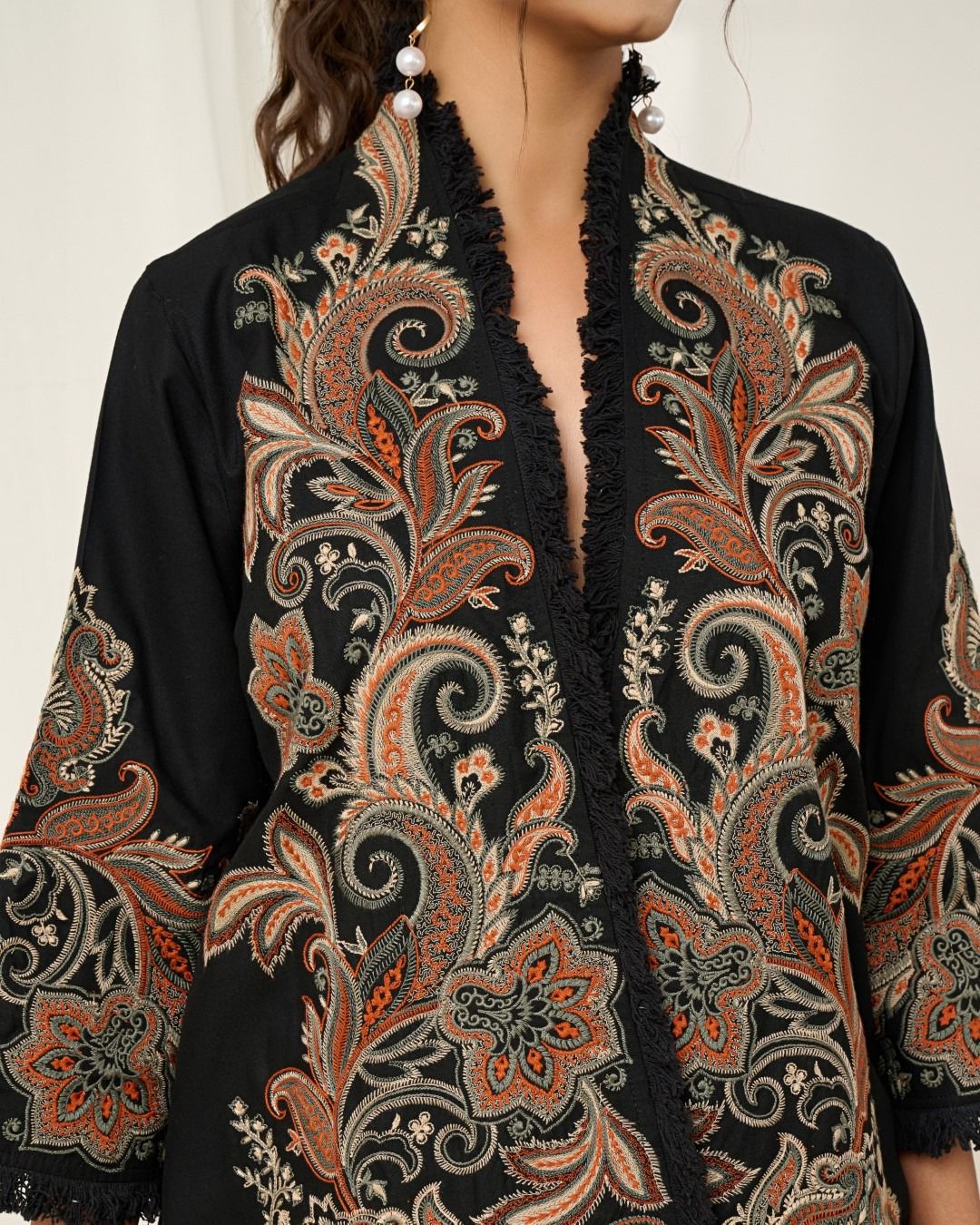 Elegant Black Embroidered Co-ord Set for Women | Indo-Western Designer Outfit