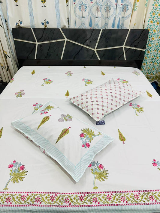 Fine Count Cotton Hand Block Printed Bedsheet – Premium Quality