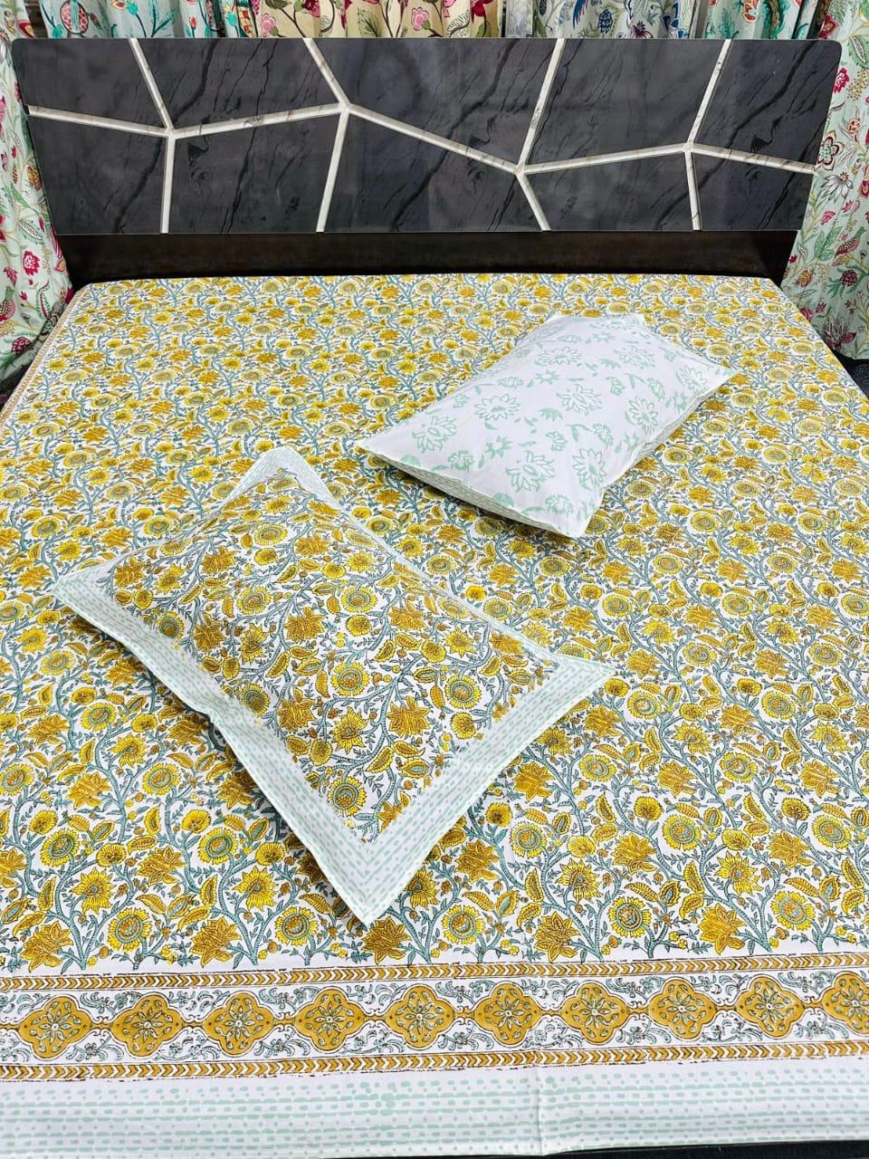 Handblock Printed Bedsheet – Fine Count Cotton, Designer Look