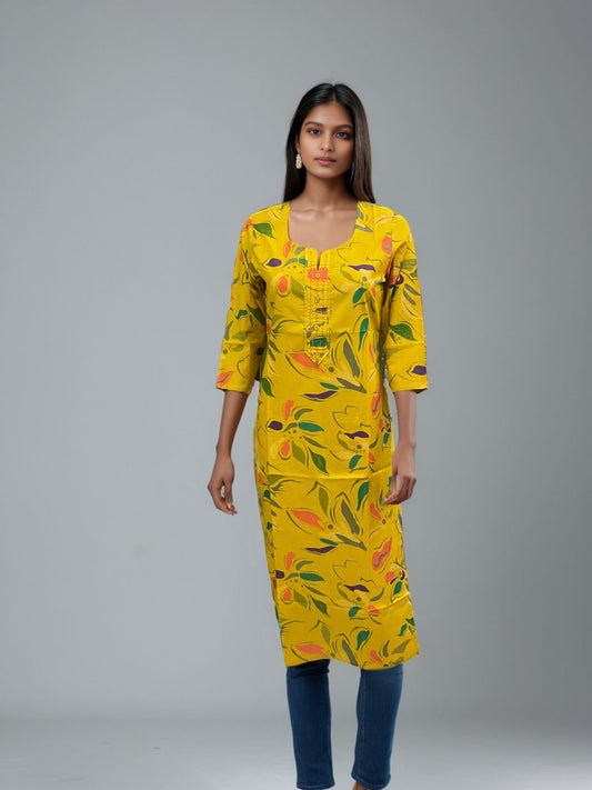 Bright Yellow Khadi Kurti for Summer – Ethnic Indian Look