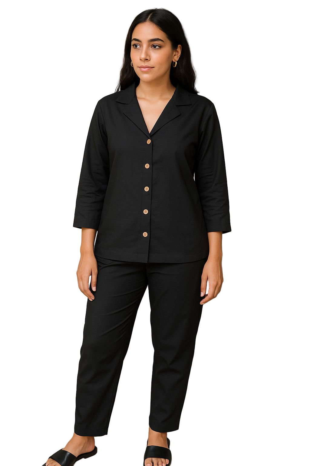 Black Mal Mal Cotton Co-Ord Set | Extra Soft Lounge & Casual Wear for Women