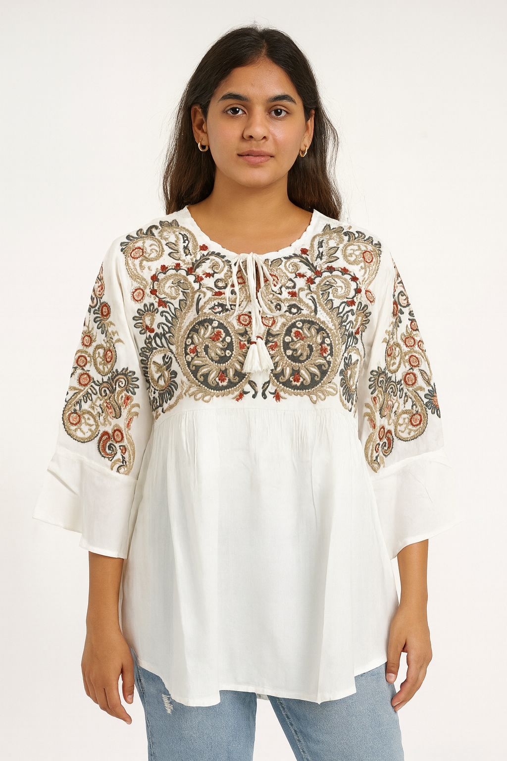 regenerate this image this women stand and give models like pose look aesthtics  at home and walls colours like old money   give full body image and dont change women and clothes design give as well as same