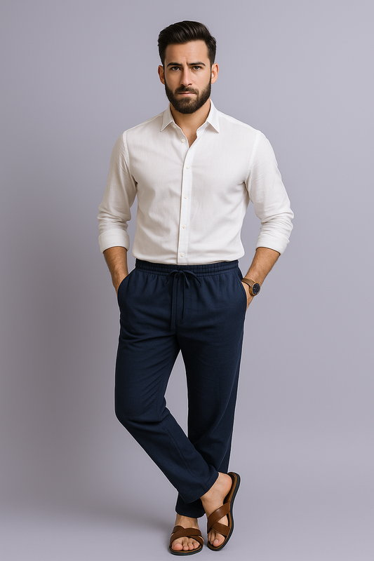 Men's Blue Khadi Pant