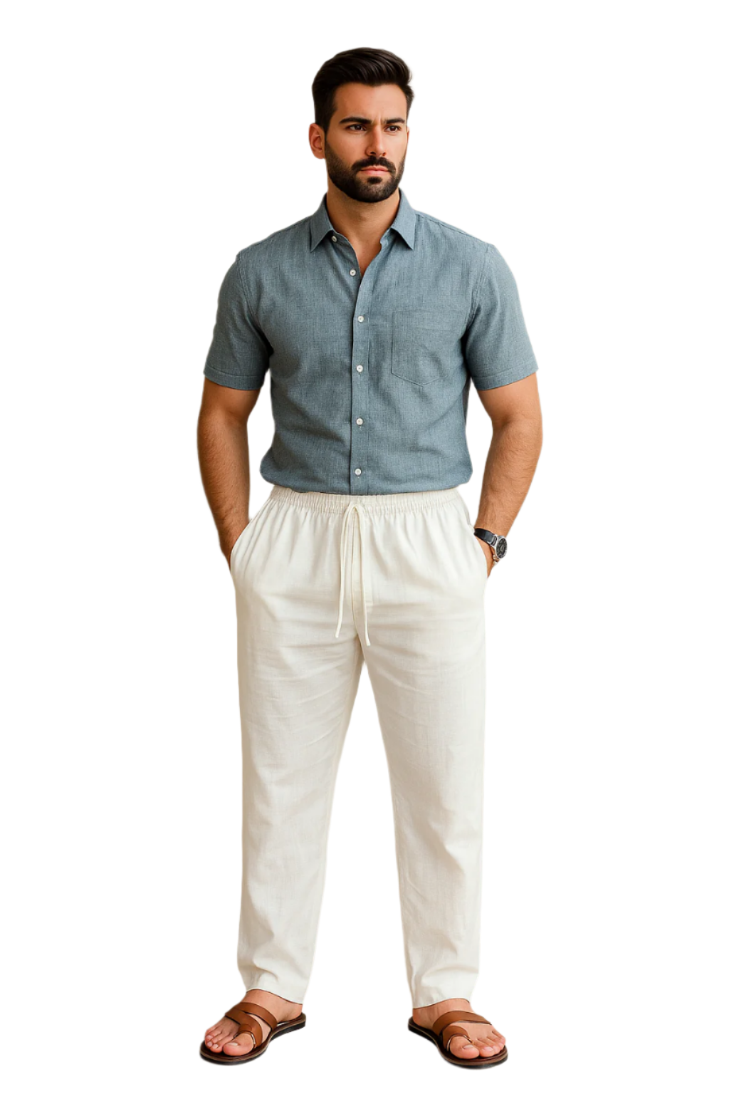 Men's White Khadi Pant