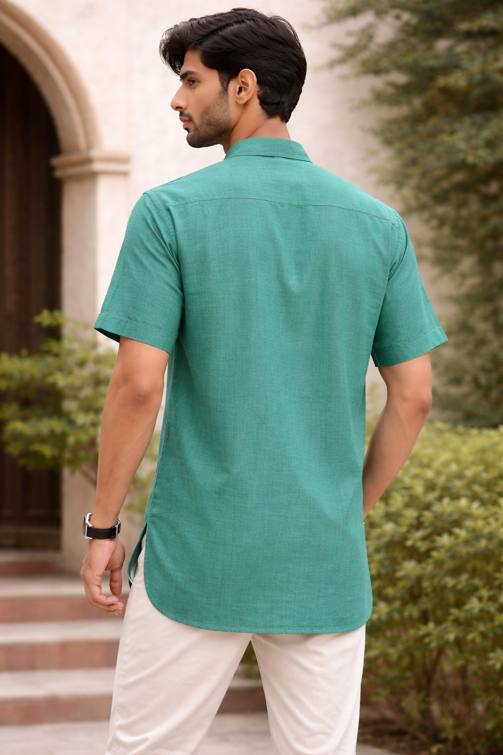 Men’s Cotton Short Kurta – Breathable Half Sleeve Casual Ethnic Shirt, Lightweight Summer Wear