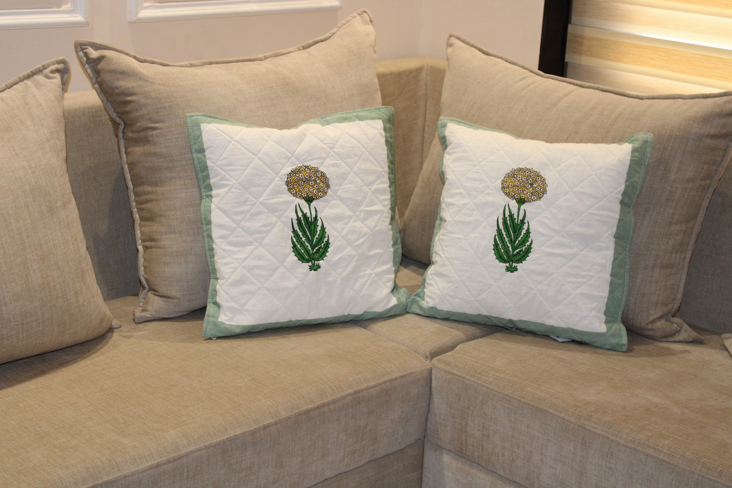 Floral Embroidered Cushion Covers 16 x 16