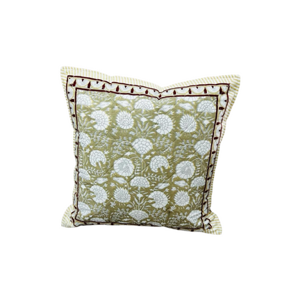 Vintage Beige & White Quilted Floral Cushion Cover
