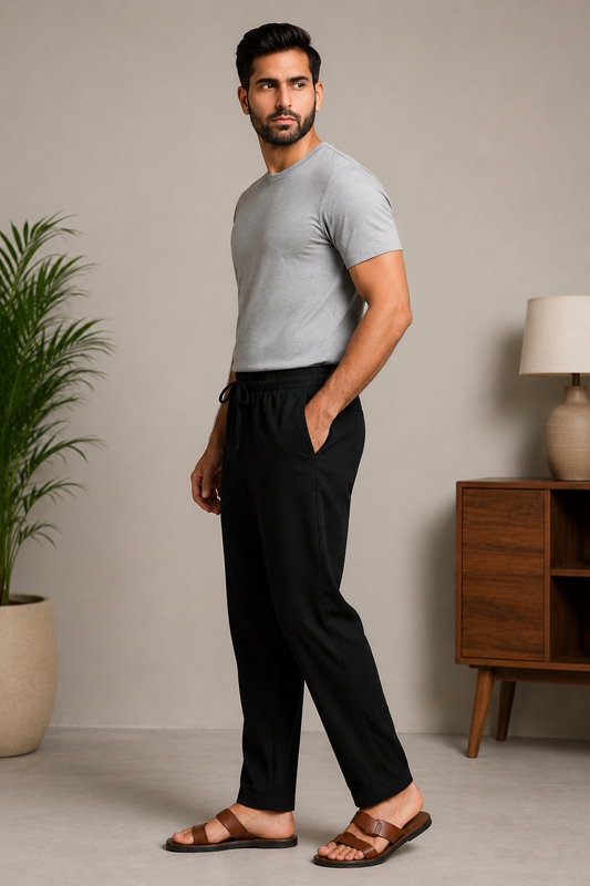 Men's Black Khadi Pant