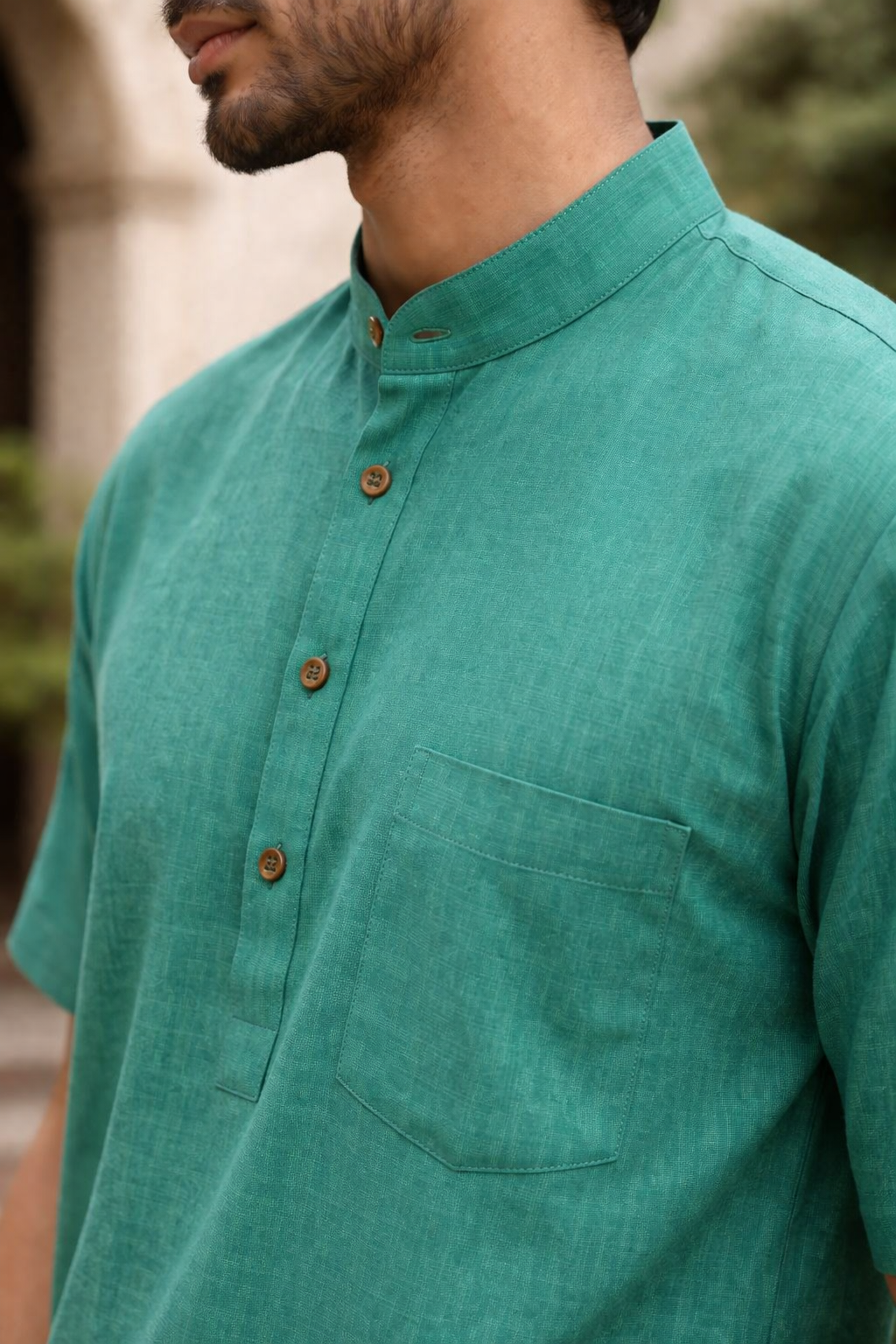 Men’s Cotton Short Kurta – Breathable Half Sleeve Casual Ethnic Shirt, Lightweight Summer Wear