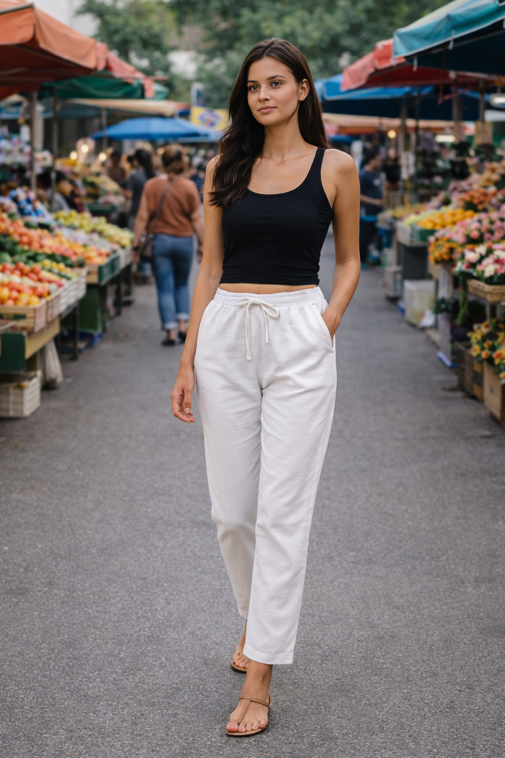 Women Khadi White Pant