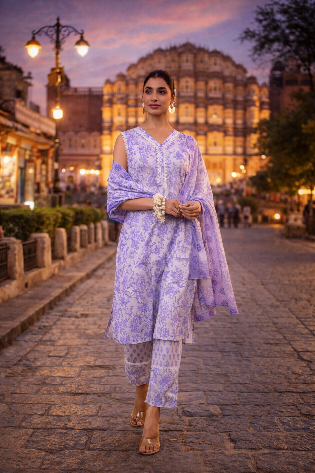 Women’s Floral Printed Cotton Kurti Set with Dupatta – Elegant Kurta Pant Ethnic Suit for Festive & Casual Wear