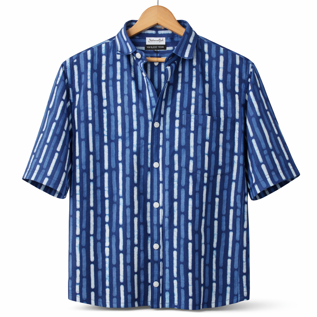 Men’s 100% Cotton Hand Block Printed Shirt – Natural Dyed Premium Casual Wear