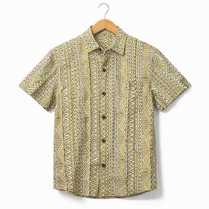 Men’s 100% Cotton Hand Block Printed Shirt – Natural Dyed Premium Casual Wear
