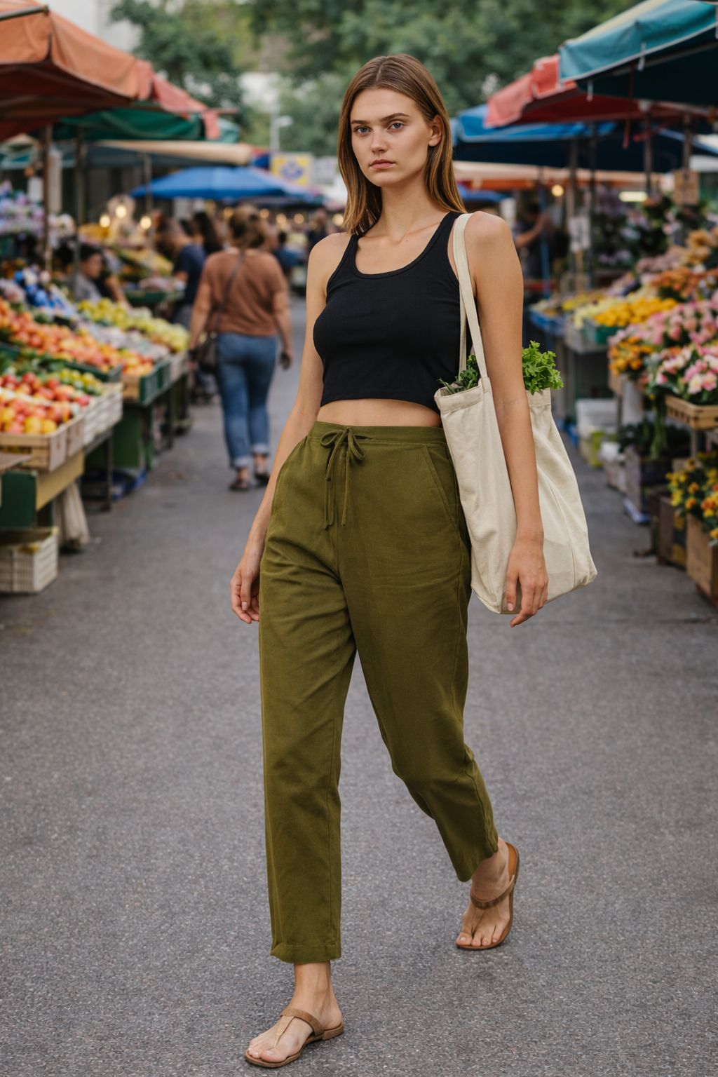 Women Khadi Olive green Pant