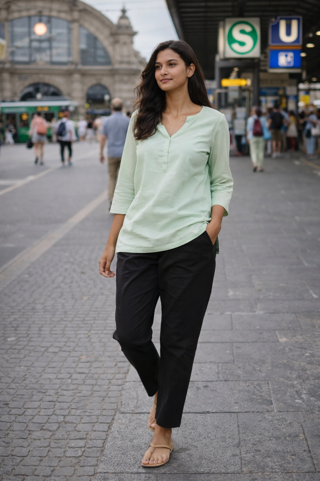 Women Khadi Olive green Pant