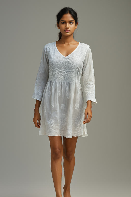 Embroidered White Mini Dress