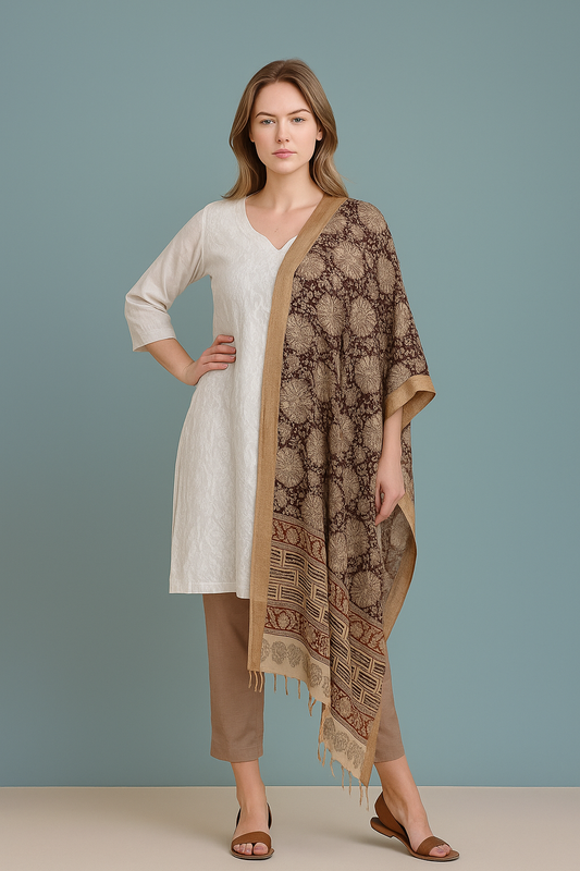 Elegant Handcrafted Kalamkari Dupatta