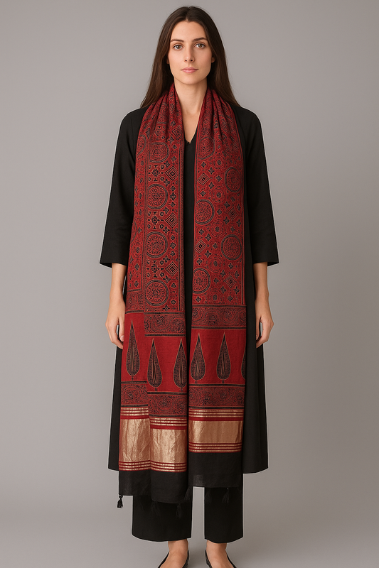 modal silk ajrakh Dupatta