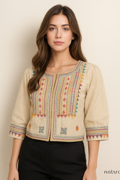 Crop Jacket with Intricate Embroidery