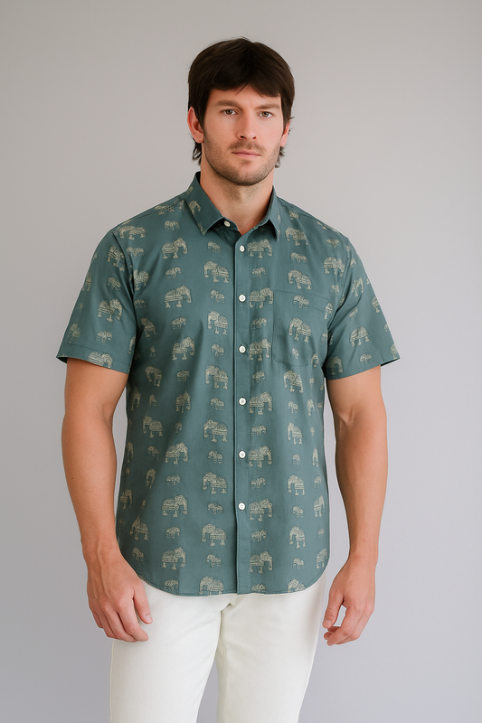 Elephant Block Print Cotton Shirt – Natural Comfort by Natural Fab
