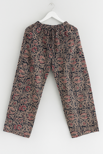 Handblock Kalamkari Cotton Plazo Pants for Women – Ethnic Floral Print, Comfortable Fit