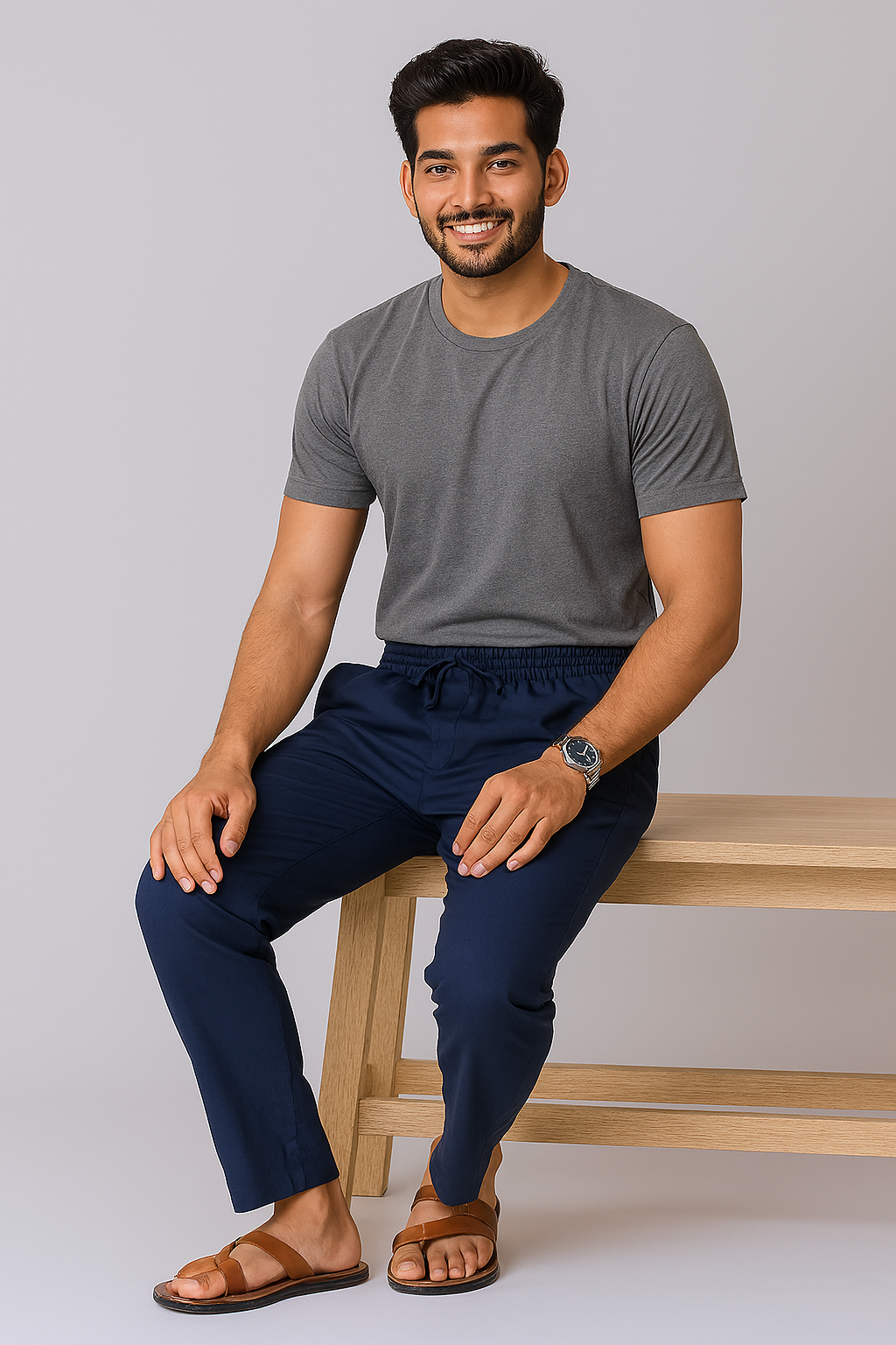 Men's Blue Khadi Pant