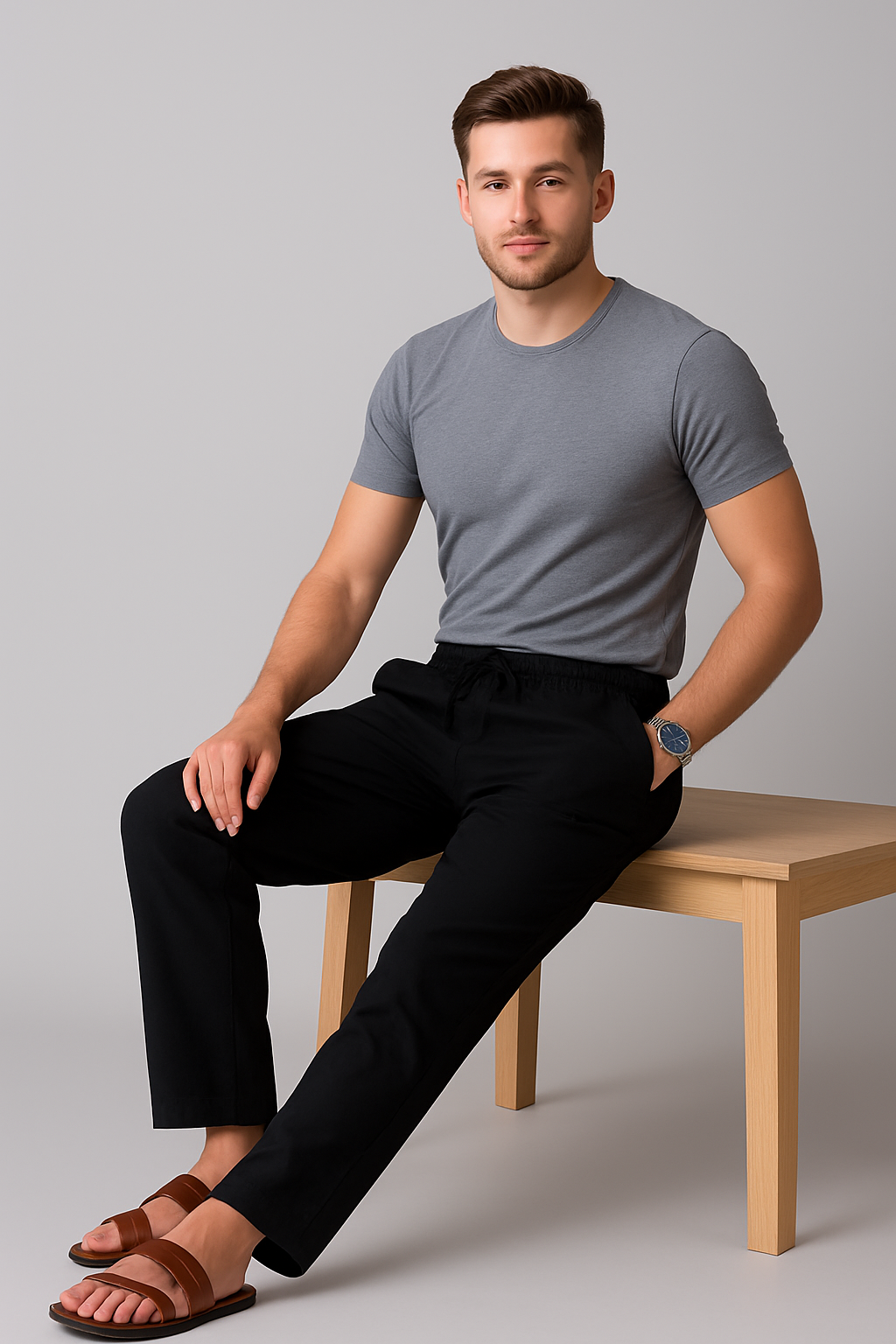 Men's Black Khadi Pant