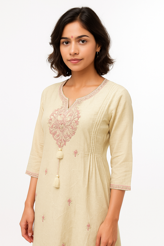Women's 100% Handwoven Cotton Kurti Pant Set | Soft & Breathable Traditional Wear for Daily and Festive Use