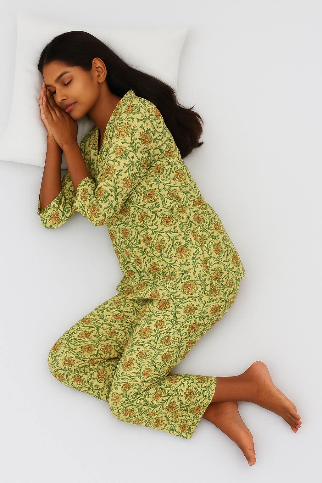 Gulmohar Garden Handblock Printed Cotton Co-ord Set