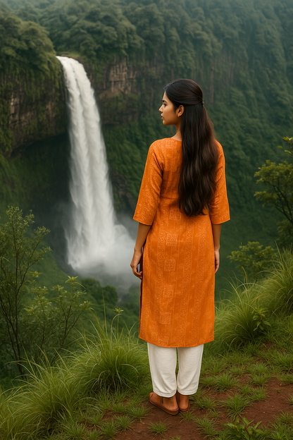Women’s Khadi Cotton Kurta with Sleeves – Stylish Daily Wear
