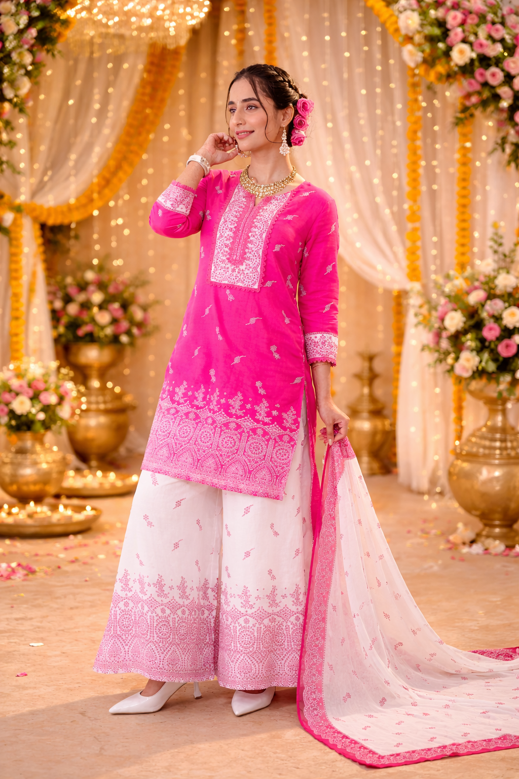 Women’s Mal Cotton Hand Block Printed Kurti Pant Dupatta Set | Ethnic 3-Piece Suit Set | Lightweight Breathable Traditional Indian Kurta Set for Festive & Casual Wear