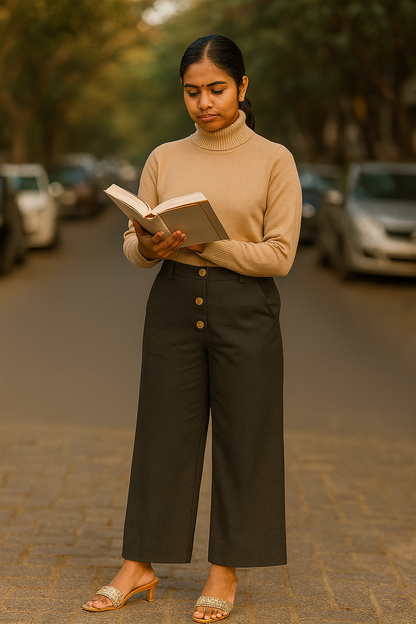 Women’s Olive Palazzo Pants – High Waist Wide-Leg Trousers | Stylish & Comfortable