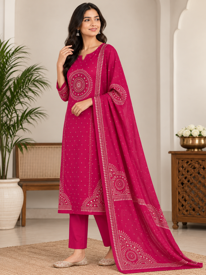 Naturalfab Women’s Mal Cotton Kurti Set | Soft Breathable Traditional Outfit for Everyday Wear