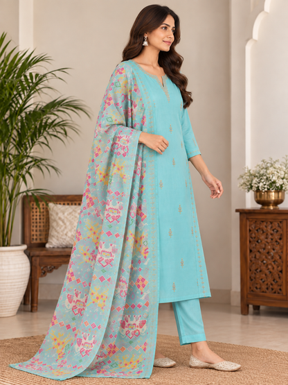 Naturalfab Women’s Chanderi Kurti Set | Elegant Lightweight Ethnic Outfit for Festive & Casual Wear