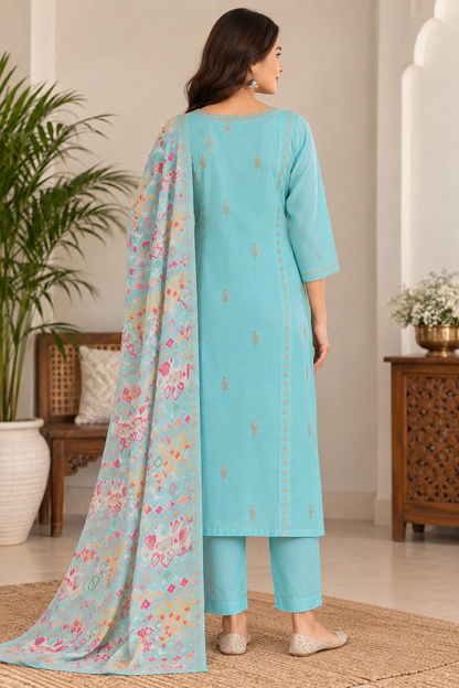 Naturalfab Women’s Chanderi Kurti Set | Elegant Lightweight Ethnic Outfit for Festive & Casual Wear