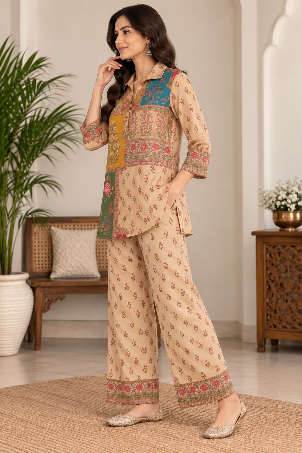 Naturalfab Women’s Maslin Co-Ord Set | Lightweight Matching Top & Bottom Contemporary Everyday Wear