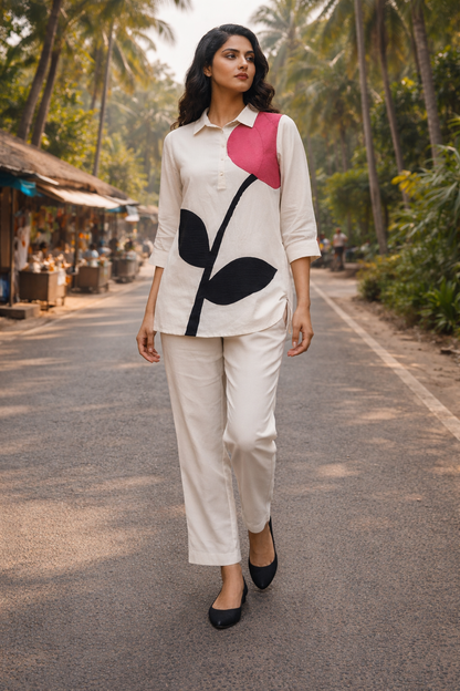 Women’s Cotton Co-Ord Set – Printed Kurta Top & Pants Set, Comfortable Casual Summer Outfit