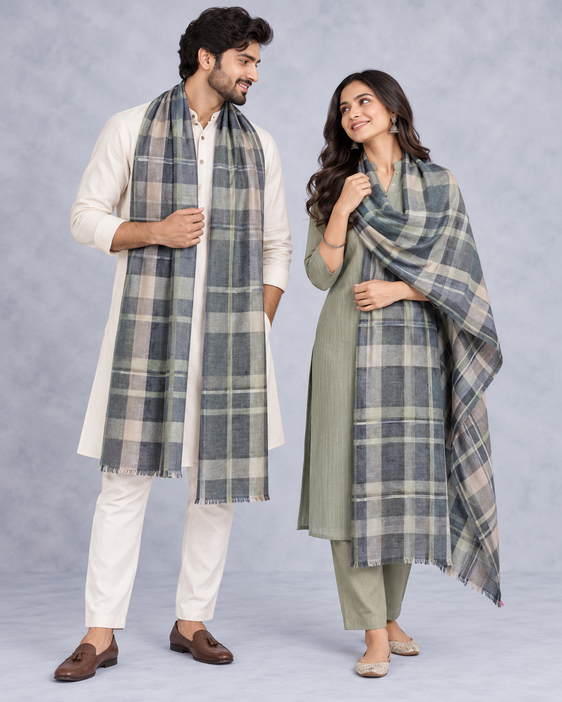 Natural Fab Unisex Wool Stole – Soft Winter Wrap for Men and Women